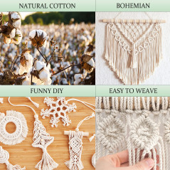 DXRPO Corde Macramé 3mm x 300m de 4-Ply Naturel Coton, pour Rideau Macramé, Bricolage Decoration Murale(Beige)