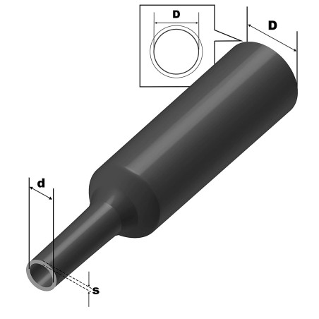 ISOLATECH Gaine Thermorétractable Ø30mm x 50m - Noir - Rapport de Rétraction 2:1 - Polyoléfine - sans Adhésif - Résistante aux U