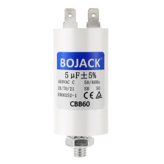 BOJACK CBB60 5uF 450V Condensateur de Démarrage moteur de Moteur pour Pompe de Piscine 5µF 450 Volt 30x57MM Connecteur M8 50/60H