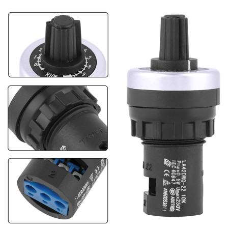 Litensh 10K Ohm 22mm LA42DWQ Gouverneur Potentiomètre Rotatif Convertisseur Avec Bouton Résistance Variable Variateur de Vitesse