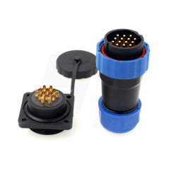 HangTon HE29 Connecteur extérieur circulaire fileté extérieur étanche IP68 mâle femelle à souder 4 vis (14 broches 10 A 380 V)