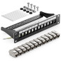 deleyCON Kit de 12 Ports Panneau de Brassage Modulaire 1 U 10" Installation en Rack + 12x Modules Keystone RJ45 CAT6a Compatible deleyCON Kit de 12 Ports Panneau de Brassage Modulaire 1 U 10" Installation en Rack + 12x Modules Keystone RJ45 CAT6a Compatible