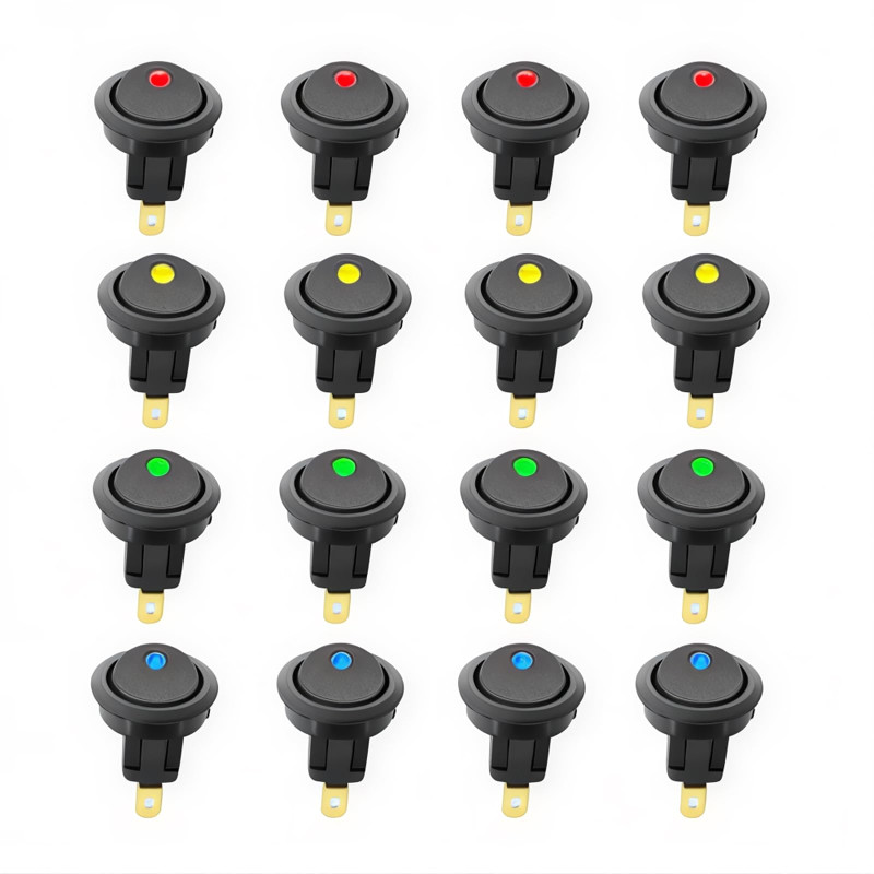 CESFONJER 16 pcs LED Interrupteur à Bascule, DC 12 V 20 A on/Off Self Verrouillage Interrupteur Spst Bouton Poussoir Rond(Rouge CESFONJER 16 pcs LED Interrupteur à Bascule, DC 12 V 20 A on/Off Self Verrouillage Interrupteur Spst Bouton Poussoir Rond(Rouge