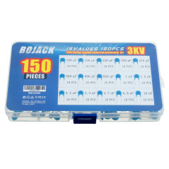 BOJACK 15 valeurs 150 pièces 3KV / 100 pF à 10 nF Kit d'assortiment de condensateurs céramiques DIP haute tension