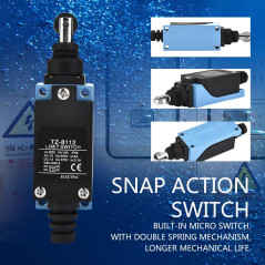 TZ-8122 Micro Interrupteur de Fin de Course 1NO+1NC 250V 6A Commutateur de Limite Momentané Imperméable Réinitialisation Automat