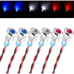 GUUZI 6pièces 220V-230V AC 8mm LED Panneau Pilote Tableau de Bord Voyant D'avertissement lampe Pilote Tableau de Bord Ampoules D