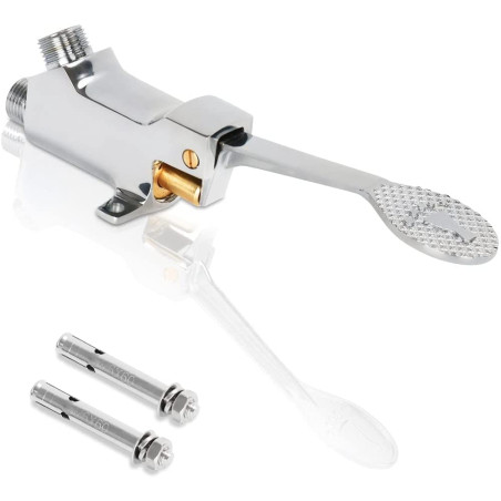 LukLoy Ensemble complet de robinet à pédale mains libres, valve à pied + sortie + tuyau flexible de 1 m + vis, robinet de contrô