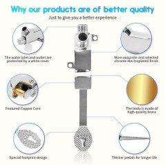 LukLoy Ensemble complet de robinet à pédale mains libres, valve à pied + sortie + tuyau flexible de 1 m + vis, robinet de contrô