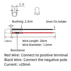 Fafeicy 50Pcs Diode Filaire Lumineux, Tête Ronde Surlignage Prise Droite LED Perles 12V 3mm, Puissance 0.06 (W), 3mm Lumière Bla