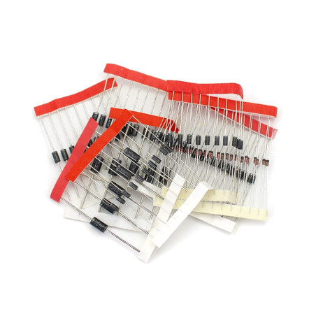 DollaTek Ensemble de 100 pièces 8 Values Rectifier Diodes Bag Assortment Kit pour Arduino (25 x 1N4148, 25 x 1N4007, 10 x 1N5819