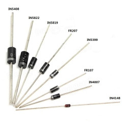 DollaTek Ensemble de 100 pièces 8 Values Rectifier Diodes Bag Assortment Kit pour Arduino (25 x 1N4148, 25 x 1N4007, 10 x 1N5819