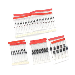 DollaTek Ensemble de 100 pièces 8 Values Rectifier Diodes Bag Assortment Kit pour Arduino (25 x 1N4148, 25 x 1N4007, 10 x 1N5819