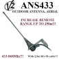 Antenne extérieure V2 ANS433 pour n'importe Quelle automatisation de Portail 433 à 868 MHz 50 Ohm Portée jusqu'à 250 m Antenne extérieure V2 ANS433 pour n'importe Quelle automatisation de Portail 433 à 868 MHz 50 Ohm Portée jusqu'à 250 m