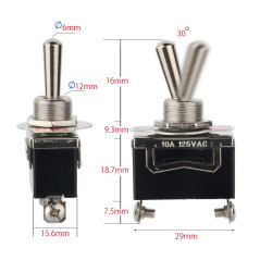 GTIWUNG 5Pcs Interrupteur Inverseur à Bascule Levier en Métal, SPST Métal Interrupteur à Levier avec Capuchon Etanche AC125V 10A