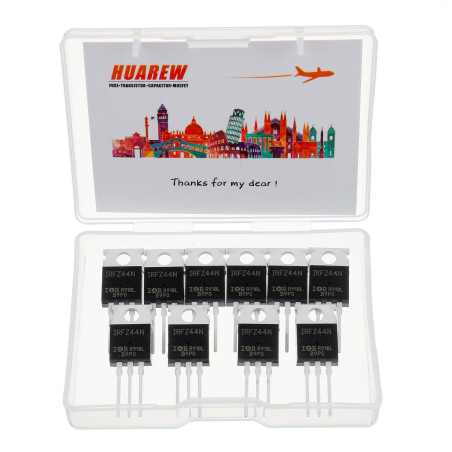 HUAREW 10 pièces IRFZ44N transistor MOSFET de puissance redresseur à canal N 49A 55 V