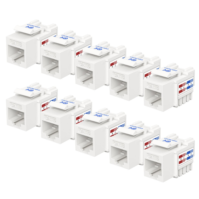 Cable Matters Ensemble de 10 Prises Keystone Cat6 RJ45 [UL Certifié] en Blanc