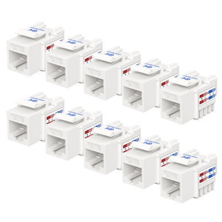 Cable Matters Ensemble de 10 Prises Keystone Cat6 RJ45 [UL Certifié] en Blanc