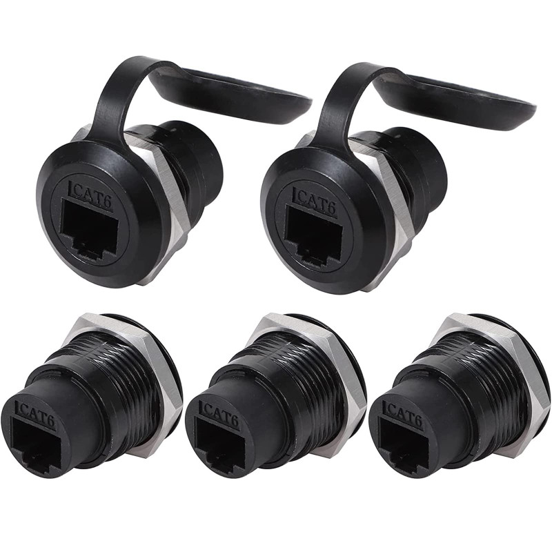 PENGLIN 5PCS RJ45 CAT6 Connecteur pour montage en panneau, Cat6 8P8C Ethernet LAN Coupleur de câble à passage direct Adaptateur PENGLIN 5PCS RJ45 CAT6 Connecteur pour montage en panneau, Cat6 8P8C Ethernet LAN Coupleur de câble à passage direct Adaptateur