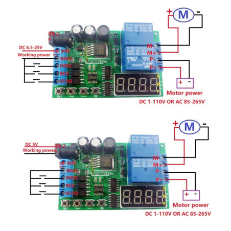 Contrôleur Moteur DC 5V à 24V 83mA avec Relais Temporisé Régulation Vitesse et Automatisation LED