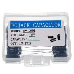 BOJACK 220uF 16V 6x12mm Condensateurs 220 MFD 16 Volts 0,24x0,47 pouce ± 20% Condensateurs électrolytiques en aluminium (paquet 