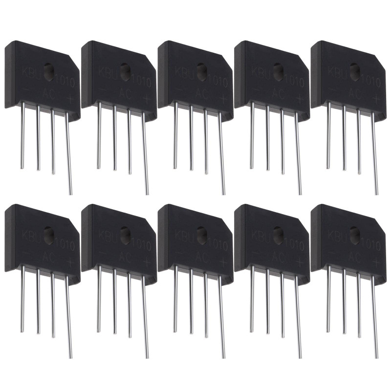 VGOL 10pcs KBU1010 Pont Redresseur de Diodes Pont Plomb Diode 1000V 10A Monophasé Diode Pont Redresseur pour Circuits Électroniq VGOL 10pcs KBU1010 Pont Redresseur de Diodes Pont Plomb Diode 1000V 10A Monophasé Diode Pont Redresseur pour Circuits Électroniq