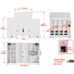 Heschen Contacteur CA domestique, HSR1-63, 4 pôles normalement fermé, tension de bobine AC 220 V/240 V, montage sur rail DIN 35