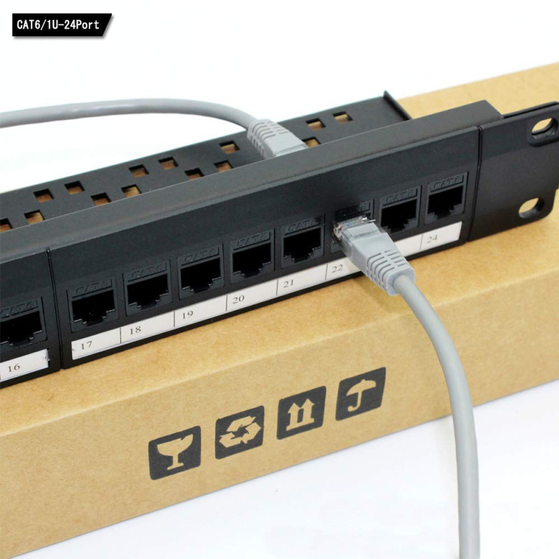 Panneau De Brassage RéSeau, 24 Ports 1U Montable en Rack Cat6 Patch Panel, Rj45 Pro 110 Patch Panel RéSeau Facile à Installer, D Panneau De Brassage RéSeau, 24 Ports 1U Montable en Rack Cat6 Patch Panel, Rj45 Pro 110 Patch Panel RéSeau Facile à Installer, D