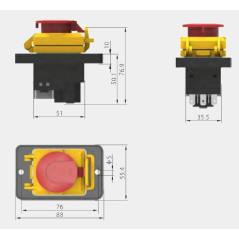 Interrupteur à encastrer/appareil KEDU KJD18 3P 230V-50Hz avec déclencheur à minimum de tension et contact de bobine exécuté