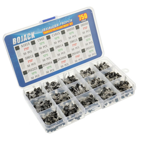 BOJACK 15 Valeurs 750 pièces A1015 C945 C1815 S8050 S8550 S9012 S9013 S9014 S9015 S9018 2N2222 2N3904 2N3906 2N5401 2N5551 PNP N