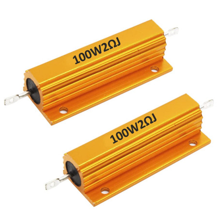Mdurian 2 X Résistances 100W 2 Ohm 5% Aluminium Boîtier Résistances de Charge Châssis Monté Logement Plaque d'or Fil Enroulé Ada
