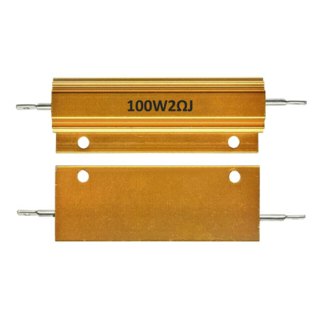 Mdurian 2 X Résistances 100W 2 Ohm 5% Aluminium Boîtier Résistances de Charge Châssis Monté Logement Plaque d'or Fil Enroulé Ada