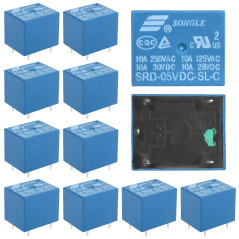 12 Pcs Relais 5V Srd-05vdc-sl-c, Module Relais de Carte Pc, Relais de Puissance pour Circuit Imprimé, Relais à Cinq Broches Rela