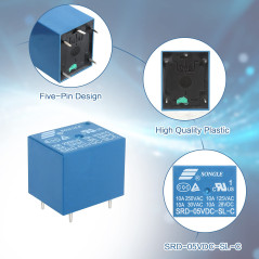 12 Pcs Relais 5V Srd-05vdc-sl-c, Module Relais de Carte Pc, Relais de Puissance pour Circuit Imprimé, Relais à Cinq Broches Rela