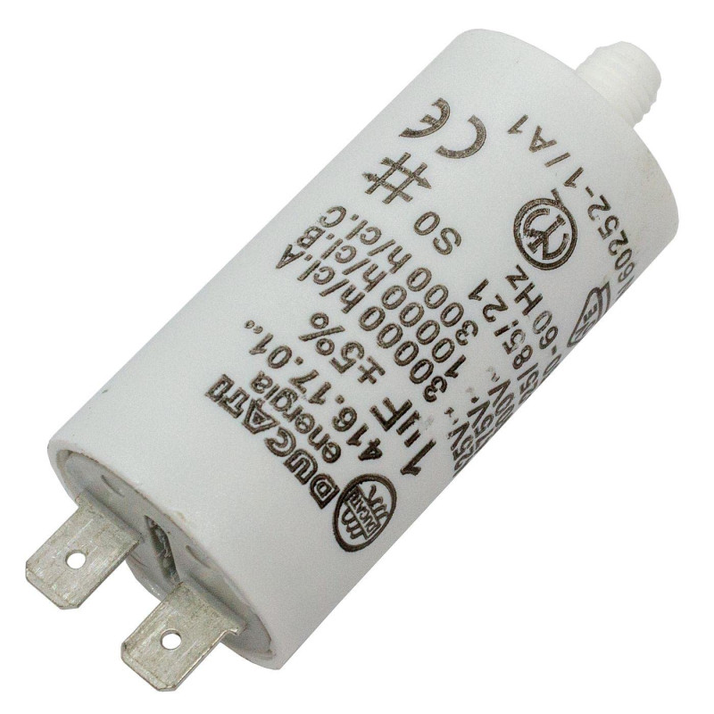 Lumonic Condensateur de démarrage 416.17.01 A [incl. fiche 6,3x0,8mm] | Condensateur moteur 1µF 450V 28x55mm I Condensateur dans