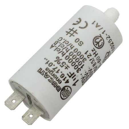 Lumonic Condensateur de démarrage 416.17.01 A [incl. fiche 6,3x0,8mm] | Condensateur moteur 1µF 450V 28x55mm I Condensateur dans