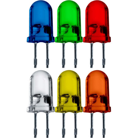 Lumetheus LED Diodes électroluminescentes 5mm Assortiment Kit Couleur Bleu Vert Orange Jaune Rouge Blanc mcd 600 pièces 2-3V 2 P