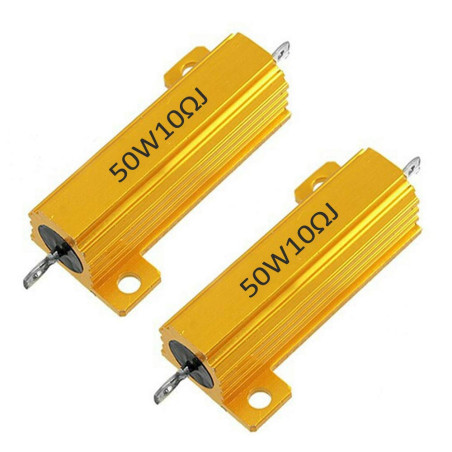 Mdurian 2 X Résistances 50W 10 Ohm 5% Aluminium Boîtier Résistances de Charge Châssis Monté Logement Plaque d'or Fil Enroulé