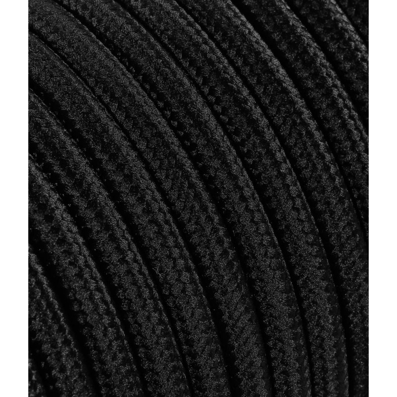 LaMorell LightDesign Câble électrique rond avec revêtement en tissu, couleur : noir. Section : 2 x 0,75 mm