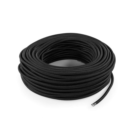 LaMorell LightDesign Câble électrique rond avec revêtement en tissu, couleur : noir. Section : 2 x 0,75 mm