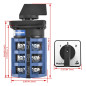 Heschen Commutateur de changement de came rotatif universel, SZW26-63/D303.3, 660V 63A, ON-OFF-ON 3 positions, 3 phases 12 borne Heschen Commutateur de changement de came rotatif universel, SZW26-63/D303.3, 660V 63A, ON-OFF-ON 3 positions, 3 phases 12 borne