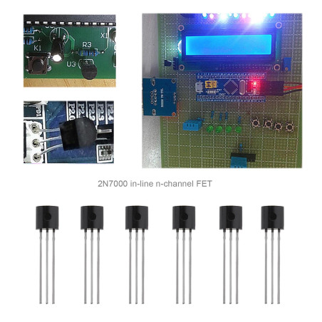 EMSea 100x N-Channel 2N7000 MOSFET Transistor TO-92 0.3A 60V 3 Broches International Redresseur Puissance pour l'industrie Domes