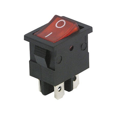 Mini-interrupteur à bascule - 4 pôles avec témoin lumineux rouge - Environ 250 V - 6,5 A - 2 positions : marche/arrêt
