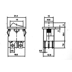 Mini-interrupteur à bascule - 4 pôles avec témoin lumineux rouge - Environ 250 V - 6,5 A - 2 positions : marche/arrêt