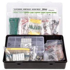 Assortiment de 2 200 composants électroniques - condensateurs, résistances, transistors, inducteurs, diodes, potentiomètres, cir