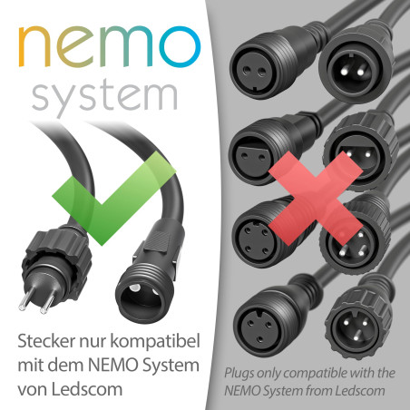 ledscom.de Câble de raccordement pour système enfichable NEMO (IP44), 1 m, noir, 2 x 0,75 mm².