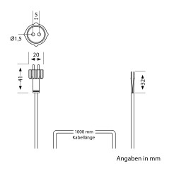 ledscom.de Câble de raccordement pour système enfichable NEMO (IP44), 1 m, noir, 2 x 0,75 mm².