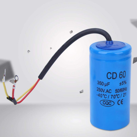 Condensateur de Démarrage CD60 350uf 250VAC, Conception Antidéflagrante pour Moteur