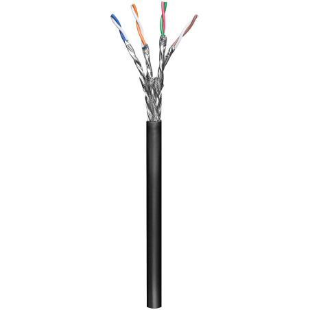 Goobay 57195 CAT 6 Câble Réseau Outdoor, S/FTP (PiMF), Noir, 100m