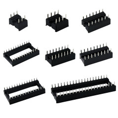 Aussel 100 pièces 2.54mm Pitch Dual Row DIP IC Sockets Solder Type Adapter Set 6, 8,14,16,18,24,28,40 Pin