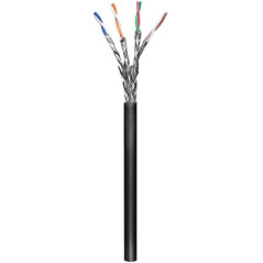 Goobay 57195 CAT 6 Câble Réseau Outdoor, S/FTP (PiMF), Noir, 100m